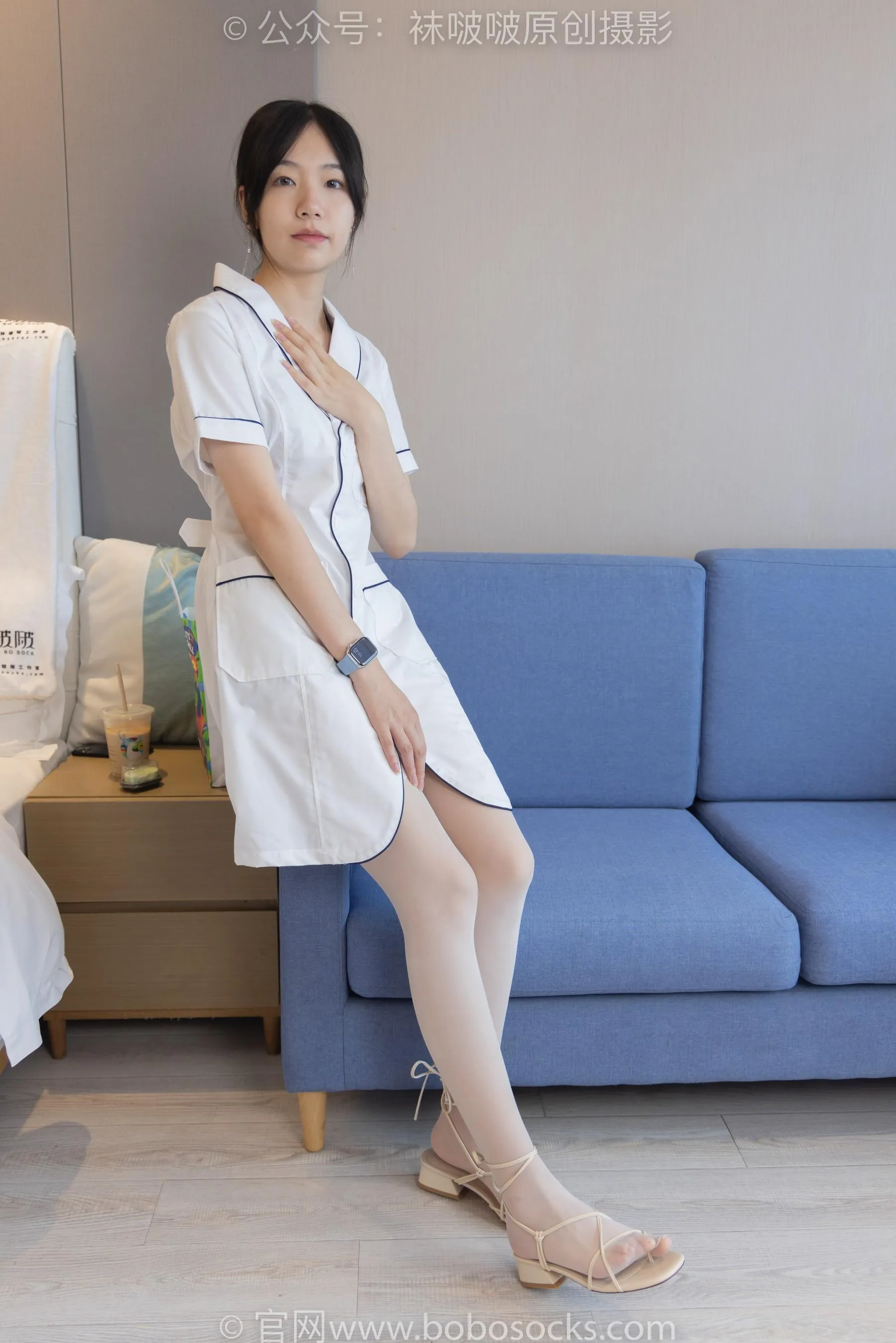 [BoBoSocks袜啵啵]NO.206 小甜豆-绑带凉鞋、白丝大腿袜、小护士服 [89P]插图5